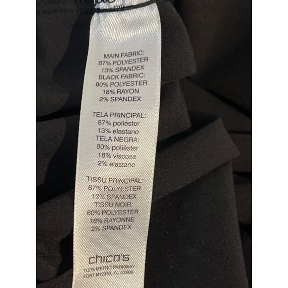 Chicos Zenergy Pants Large Black White Ankle Pull On Colorblock - Picture 12 of 12